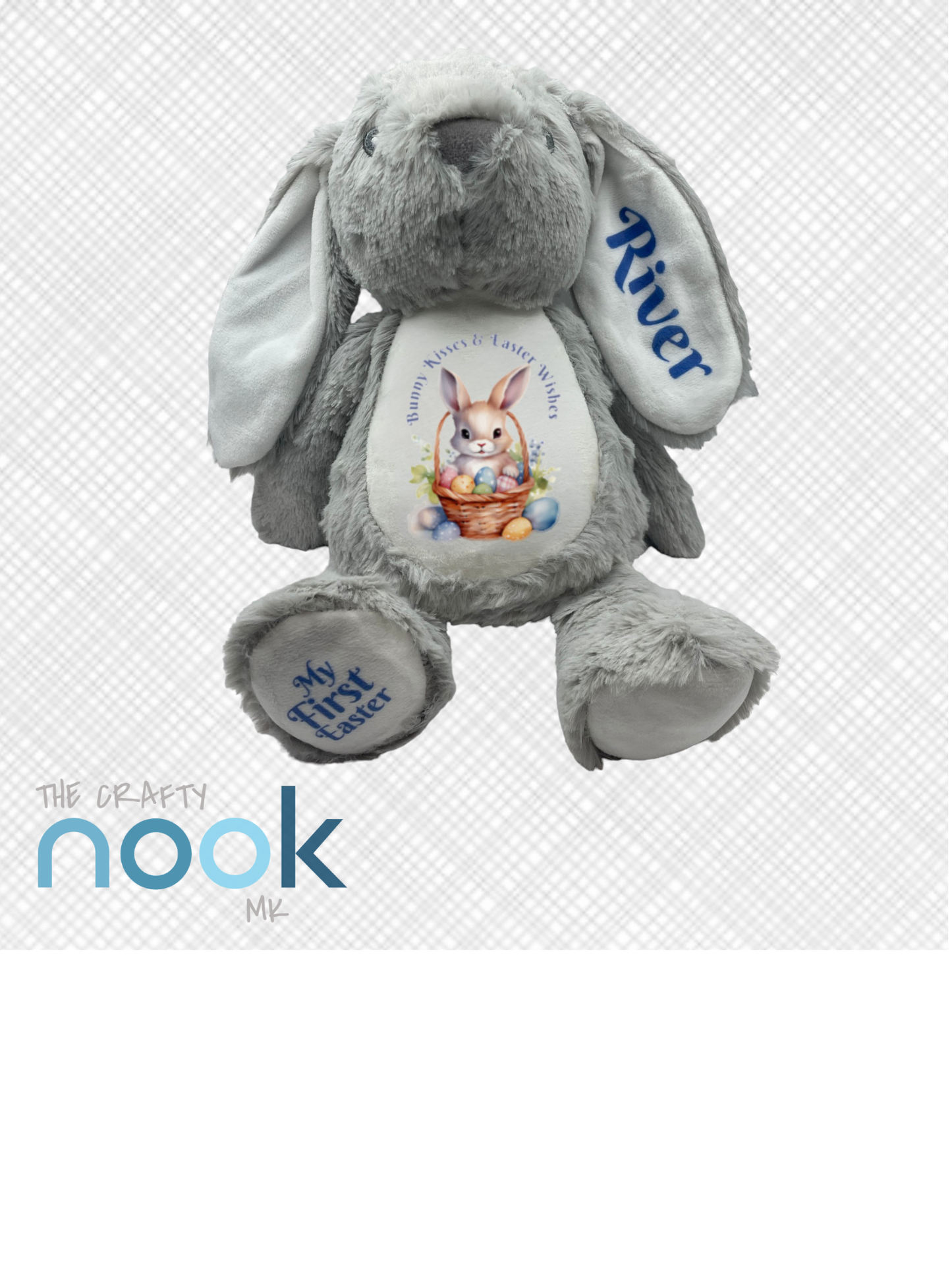 Personalised Grey Easter Bunny Plush